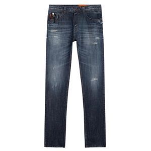 ELLUS Distressed Blue Denim Slim Fit Jeans
